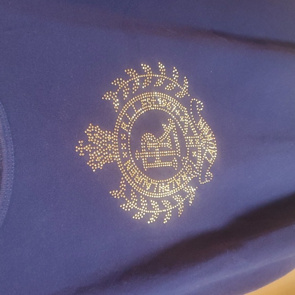 Lauren‎ Ralph Lauren Gold Stud Beaded Crest Graphic Short Sleeve T-Shirt Sz L - Picture 3 of 9